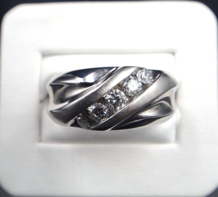 10K White Gold Channel Set Diamond Ring - Image 2