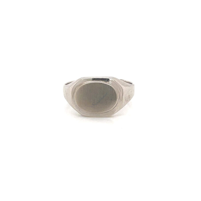 14K White Gold Oval Signet Baby Ring