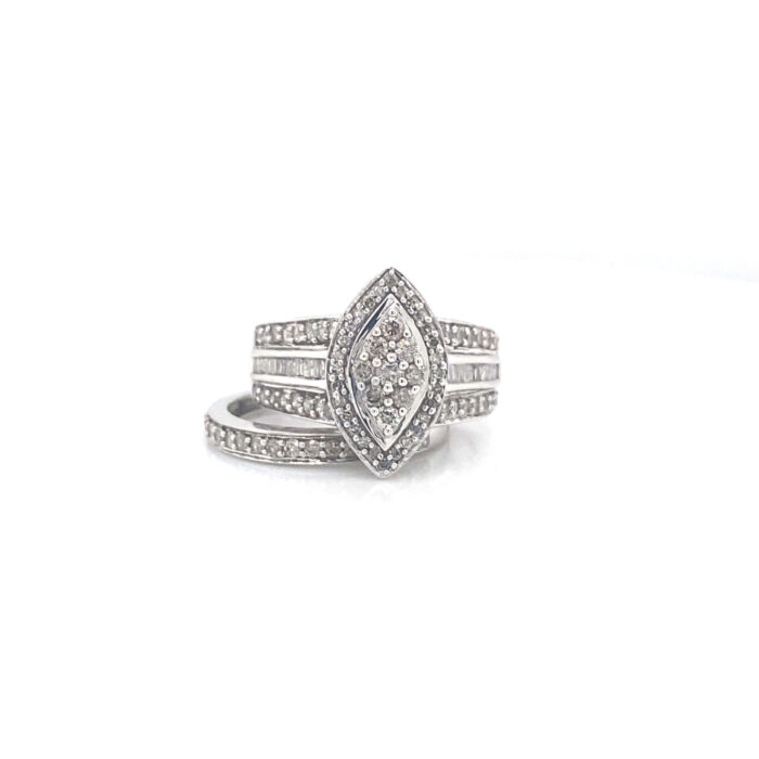 10K White Gold Diamond Prong Set Two Piece Set - Image 2