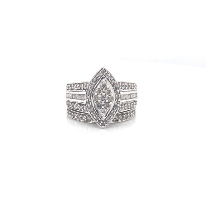 10K White Gold Diamond Prong Set Two Piece Set