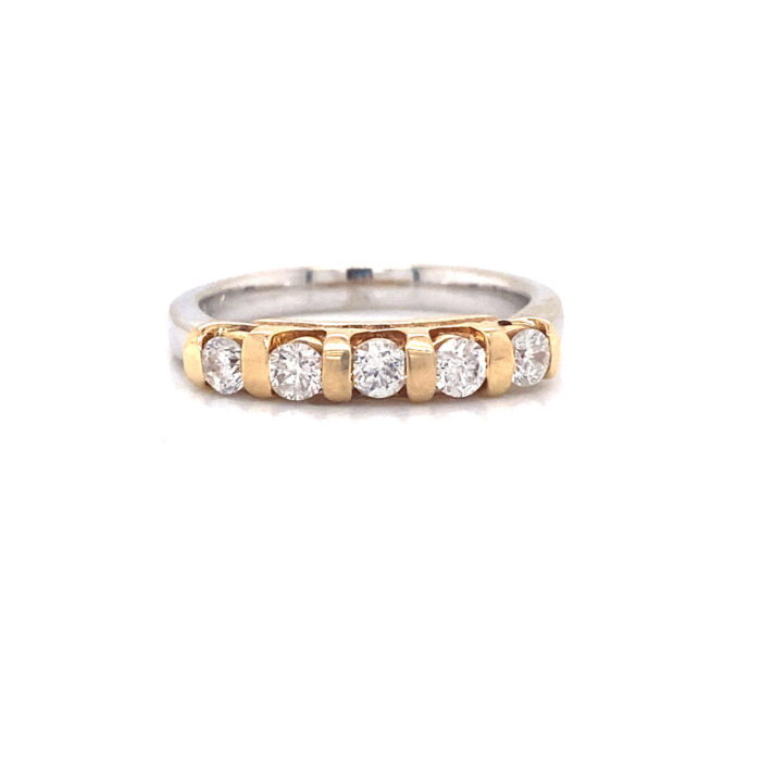 14K Two-Tone Gold Channel Set Diamond Band