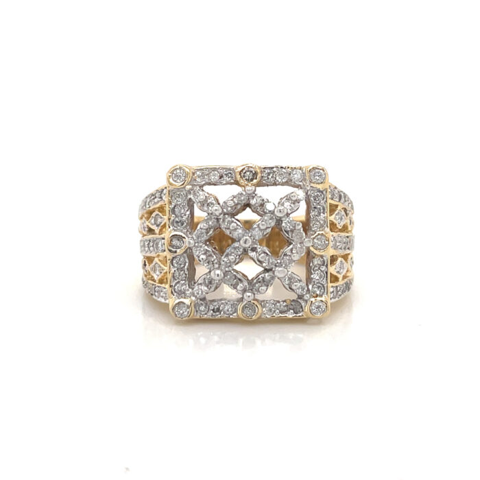 14K Two-Tone Gold Pave Set Diamond Ring