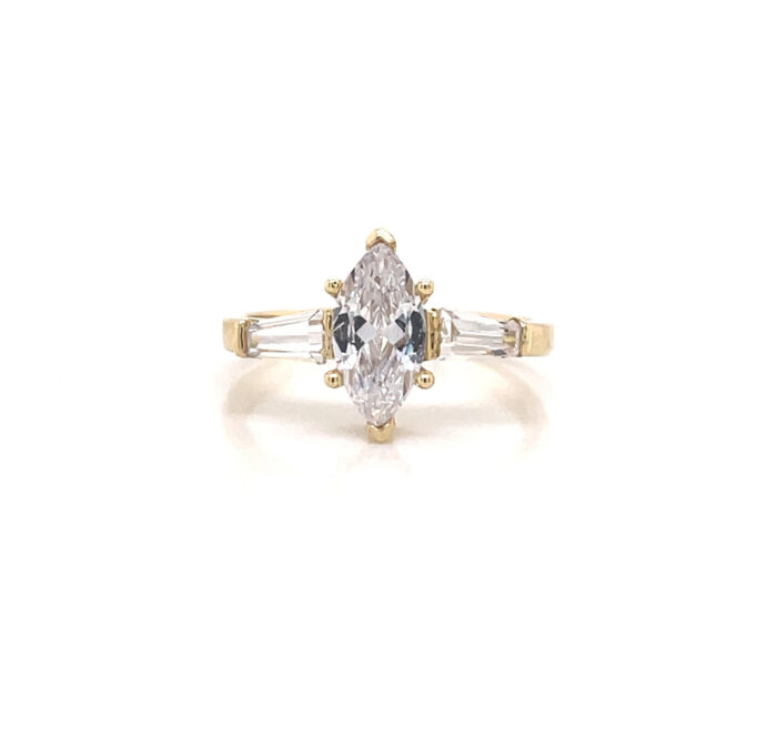 10K Yellow Gold Cubic Zirconia 3 Stone Ring
