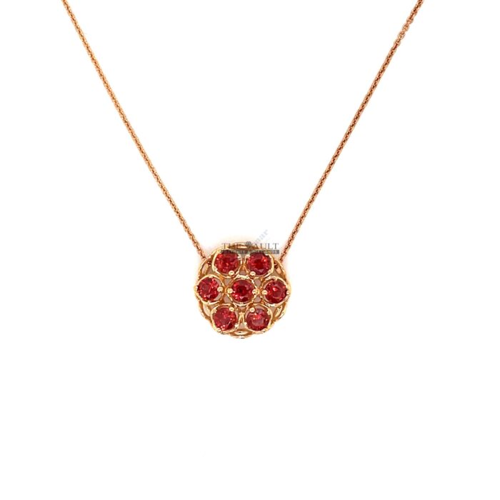 18K Rose Gold Circle Garnet Necklace