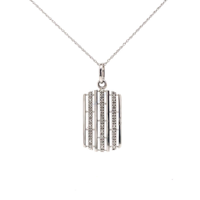 10K White Gold Diamond Dog Tag