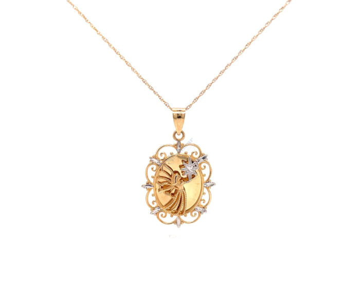 10K Yellow Gold Guardian Angel Charm with Chain